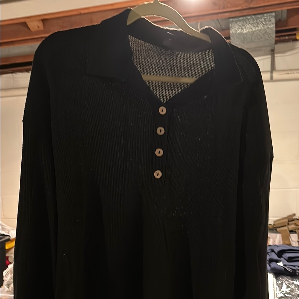 SHEIN Black Button Down Shirt